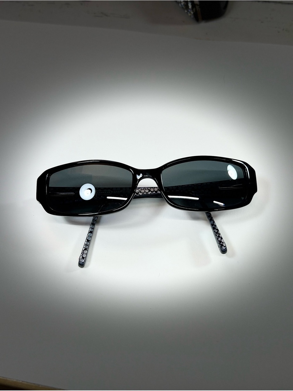 Coach Black Rectangular Sunglasses with Patterned Temples - Picture 4 of 4